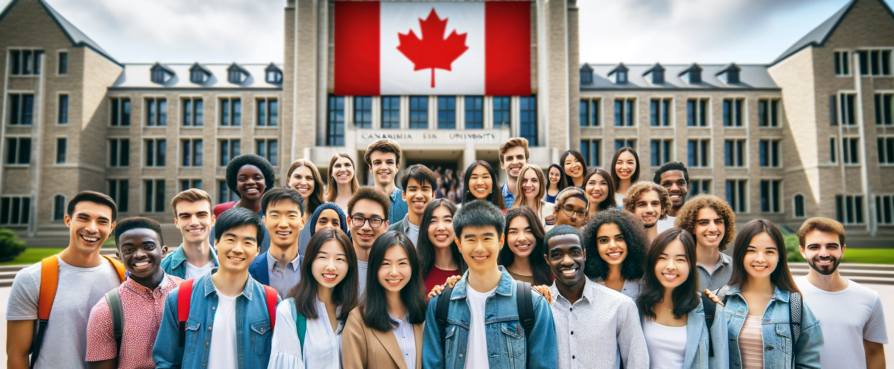 Dall e 2023 12 24 09 35 08 a group of international students from various continents including asia africa europe and south america standing together in front of a canadian
